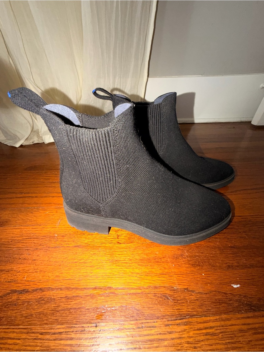 Rothy's Black Knit Chelsea Ankle Boots